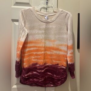 Te Verde Women's Tie-Dye Long Sleeve Top - Cream, Orange, Purple